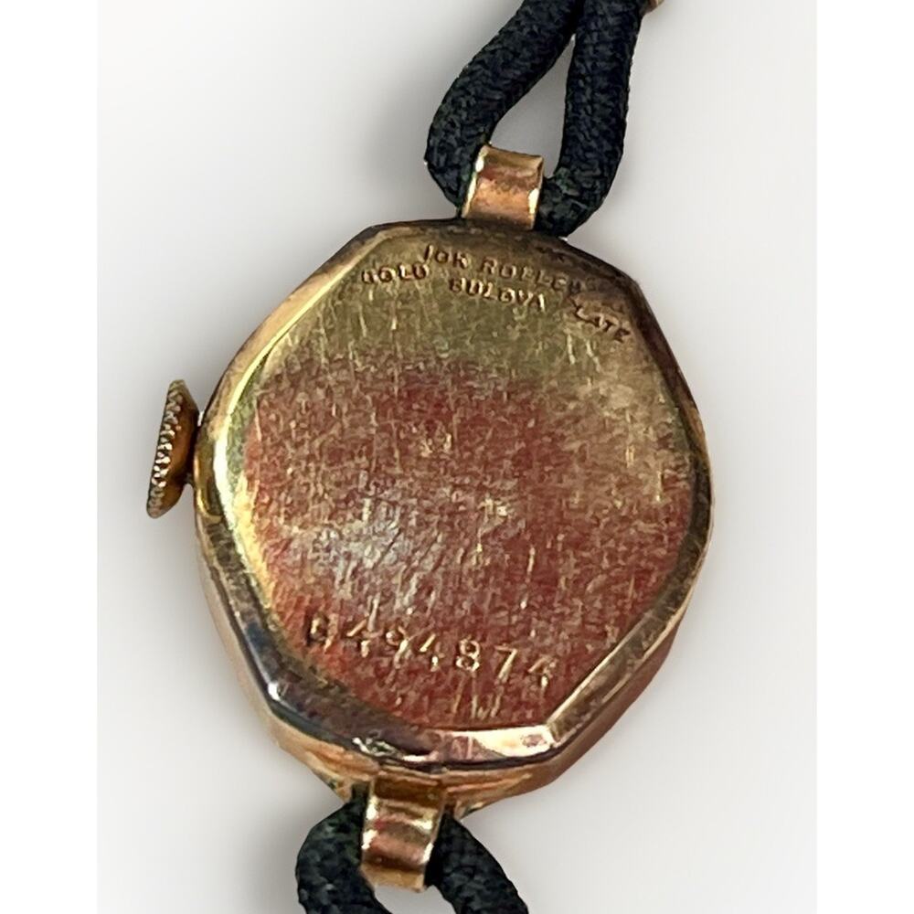 1940’s BULOVA Art Deco 10K Rolled Gold Plate Ladies Wrist Watch Cord Band READ - Picture 11 of 16
